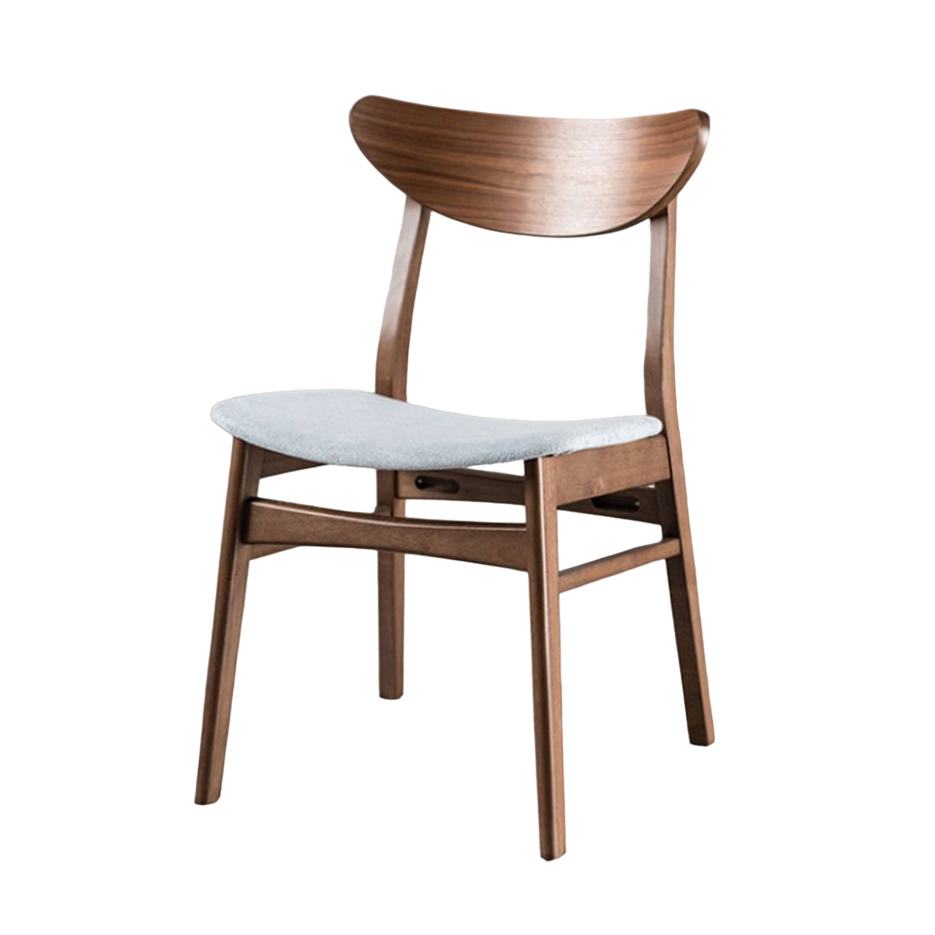 Alt View 1. Manhattan Lane - Skie Side Dining Chair Set of 2, Curved Panel Back, Angle Legs, Gray Fabric - Walnut Brown, Gray.