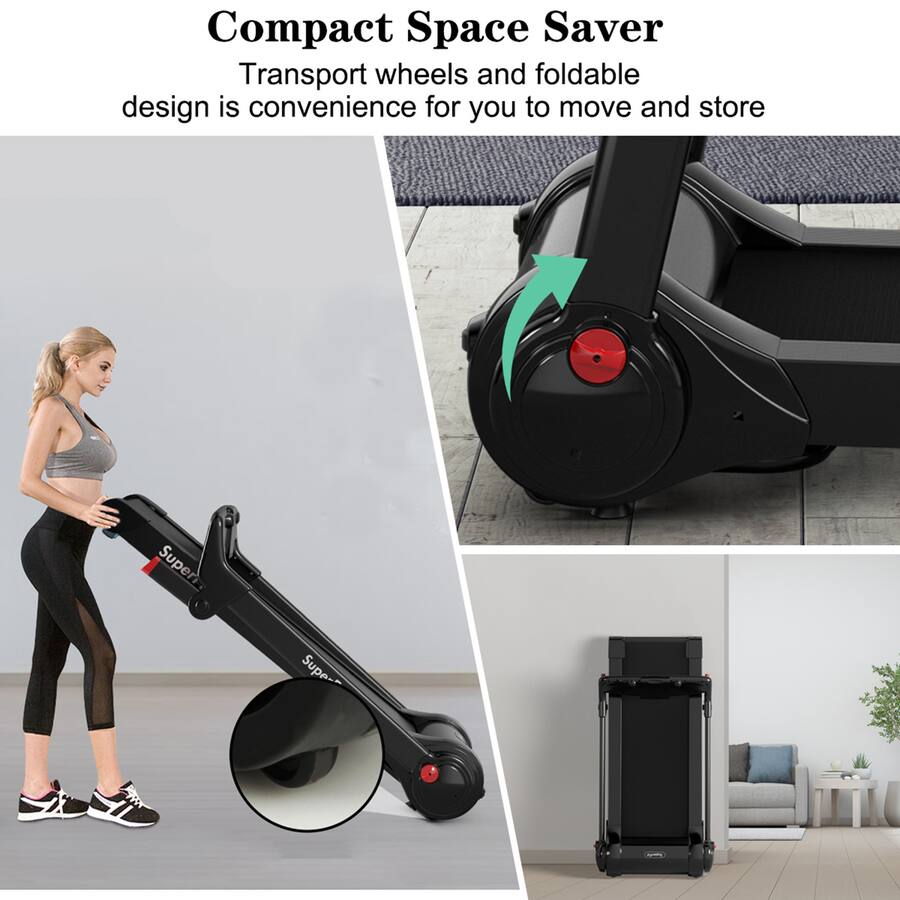 Exercise Running Machine Compact Gymax Folding Electric Treadmill 3.0HP Exercise Running Machine w/ App ...