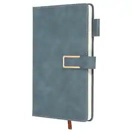 Unique Bargains - Lined Journal Notebook 8.3x5.7", A5 100 Pages 80GSM Soft PU Leather Daily Journal with Magnetic Closure - Gray Blue
