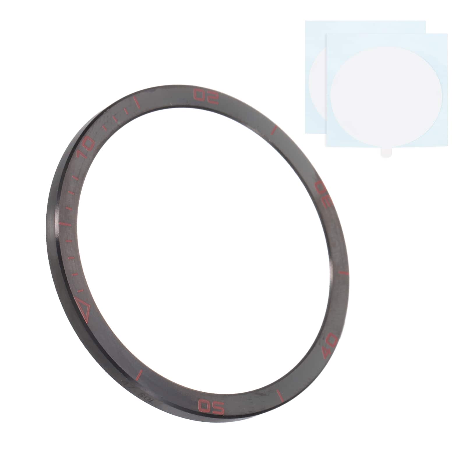 Unique Bargains - 47mm Stainless Steel Bezel Insert Ring Adhesive Bumper Cover for Garmin Fenix 8 Solar - Black/Red