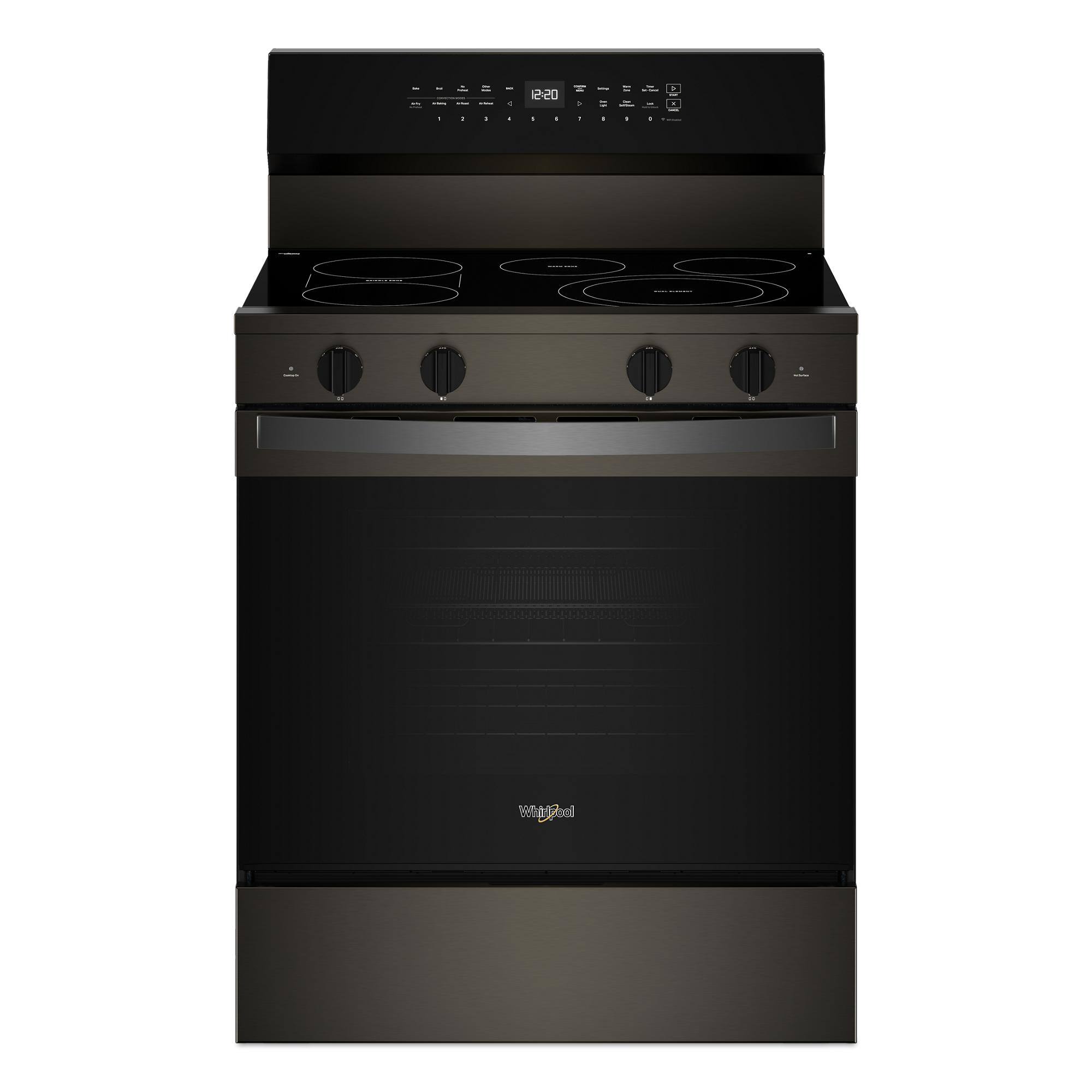 Whirlpool - 5.3 Cu. Ft. Freestanding Electric Range with Air Cooking Technology - Black-on-Stainless
