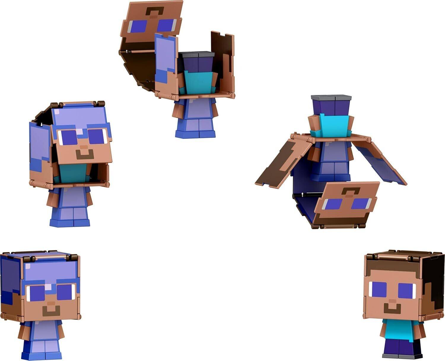 Alt View 4. Mattel - Mattel - Minecraft Flippin' Figs Steve and Enchanted Armor Steve, 2-in-1   - Collectibles - Multicolor.