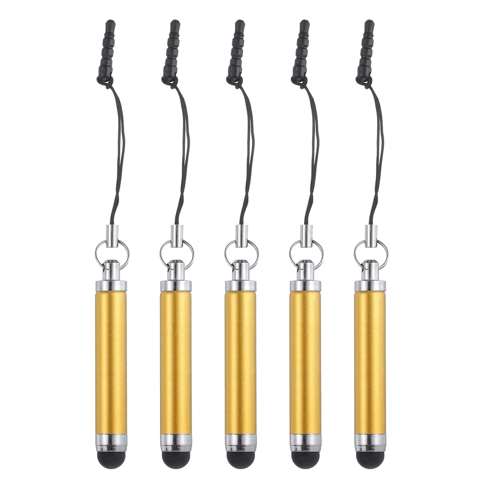 Unique Bargains - 5pcs Metallic Stylus Pen Retractable Aluminum Alloy Mini Capacitive Pens for Universal All Touch Screen Devices - Yellow
