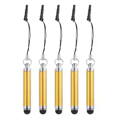 Front. Unique Bargains - 5pcs Metallic Stylus Pen Retractable Aluminum Alloy Mini Capacitive Pens for Universal All Touch Screen Devices - Yellow.