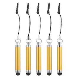 Unique Bargains - 5pcs Metallic Stylus Pen Retractable Aluminum Alloy Mini Capacitive Pens for Universal All Touch Screen Devices - Yellow
