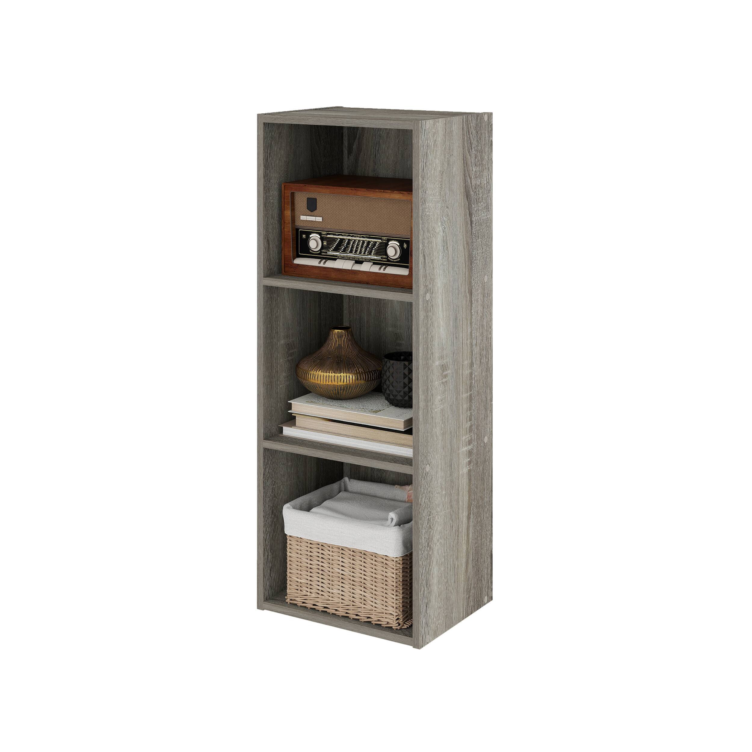 Back. HOMLUX - 3-Tier 31.5" Bookcase Standing Bookshelf Wood Storage Organizer Bookshelves Bookshelf for Home Office & Bedroom, Gray - Gray.