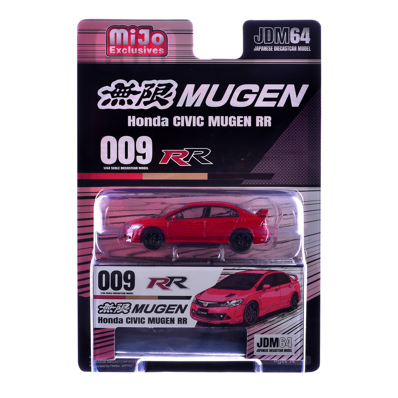 miJo Exclusives JDM64 64 JAPANESE DIECAST CAR MODEL MUGEN Honda CIVIC MUGEN RR 009 RR LEA dA4 DEALIOAN AndoRs 009 RR E aas - MUGEN Honda CIVIC MUGEN RR JDM64 PNS ddTON MODE 1 MOdE BCAS TCAR MO a be Hobby JAPAN