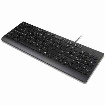 Front. Lenovo - Lenovo Essential Wired Keyboard Black US English - Cable Connectivity - USB Type A Interface - CoPilot Hot Key(s) - Black.