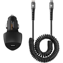 ToughTested - 20W Apple MFi Certified 6' Vehicle Charger - Black