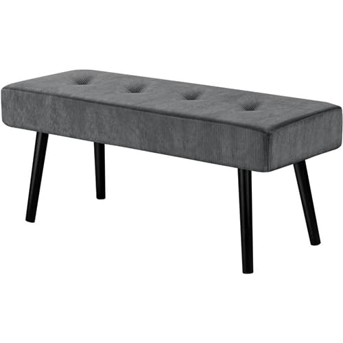SlickBlue - Upholstered Bedroom Bench with Metal Legs in Mid-Century Modern Style - Gray