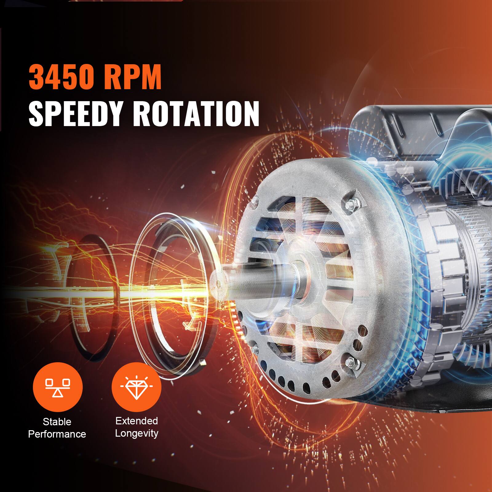 3450 RPM SPEEDY ROTATION

Stable Performance
Extended Longevity