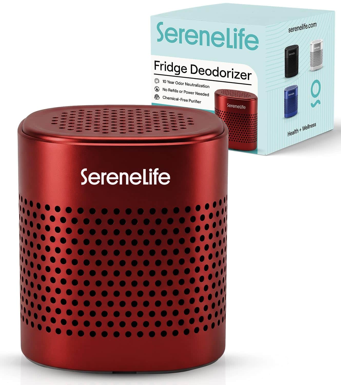 SereneLife - Fridge Deodorizer & Odor Eliminator Pod for Freezer, Closet, Car, Shoes - Red