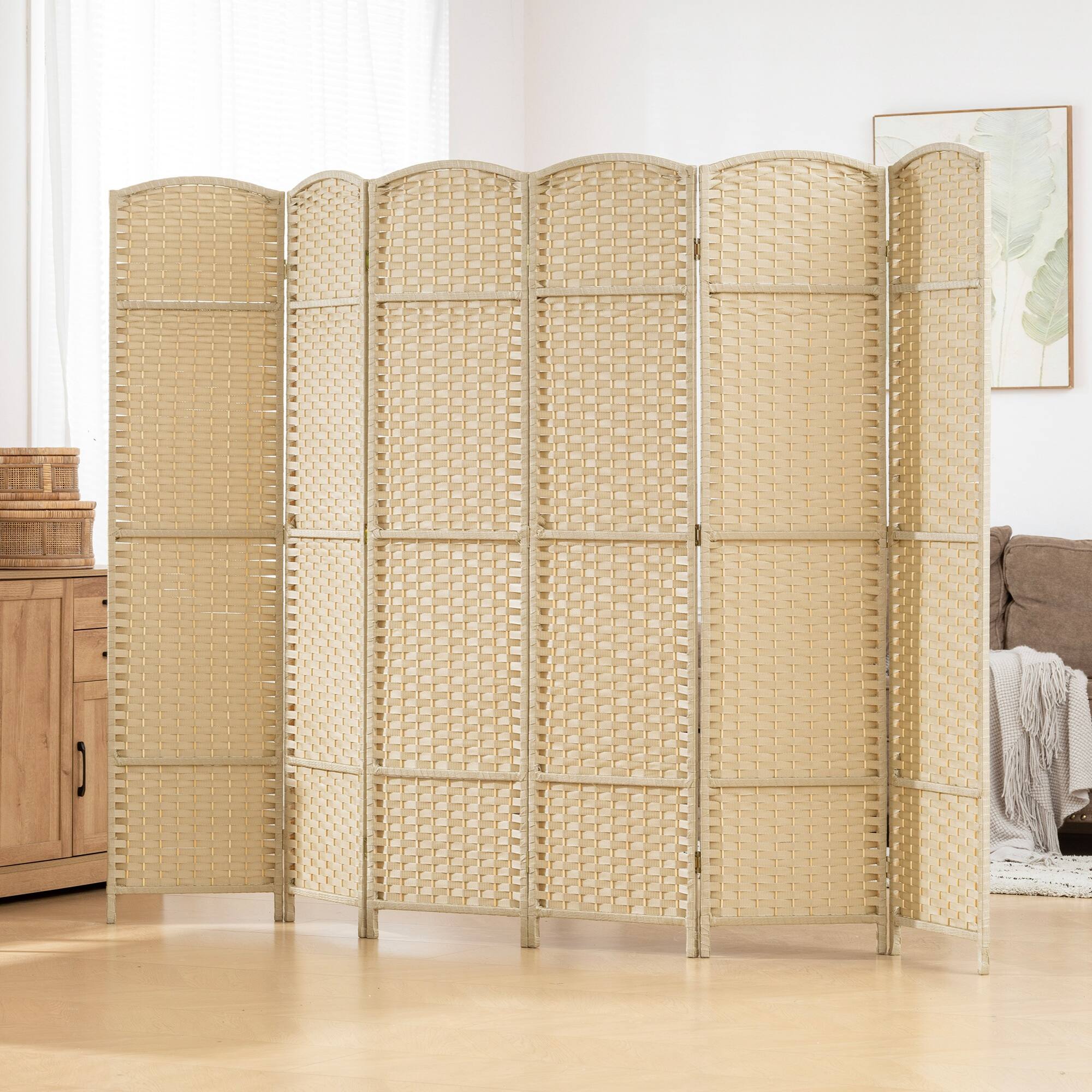 Alt View 1. Homcom - Room Divider Screen 6 Panel 5.6' Tall Privacy Screen Freestanding Room Partition for Home Office - Beige.