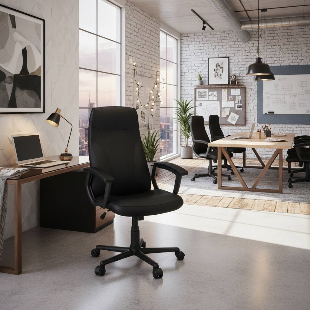 Alt View 6. Forest'nSky - Medium-Back Executive Office Chair, Black Ergonomic Desk Chair with Adjustable Height - Black.