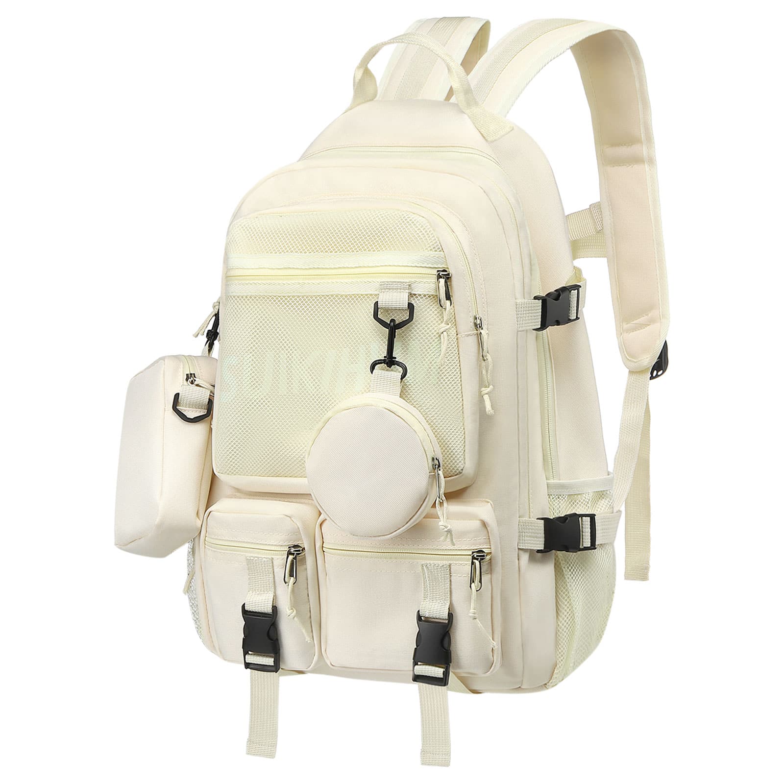 Unique Bargains - Laptop Backpack for Women, 13" College Schoolbag, Hanging Pockets, Korean Style, Y2k Fashion Backpack - Beige