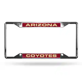 Rico Industries - Arizona Coyotes NHL 4-Corner EZ View Chrome Metal Laser License Plate Frame - Multi