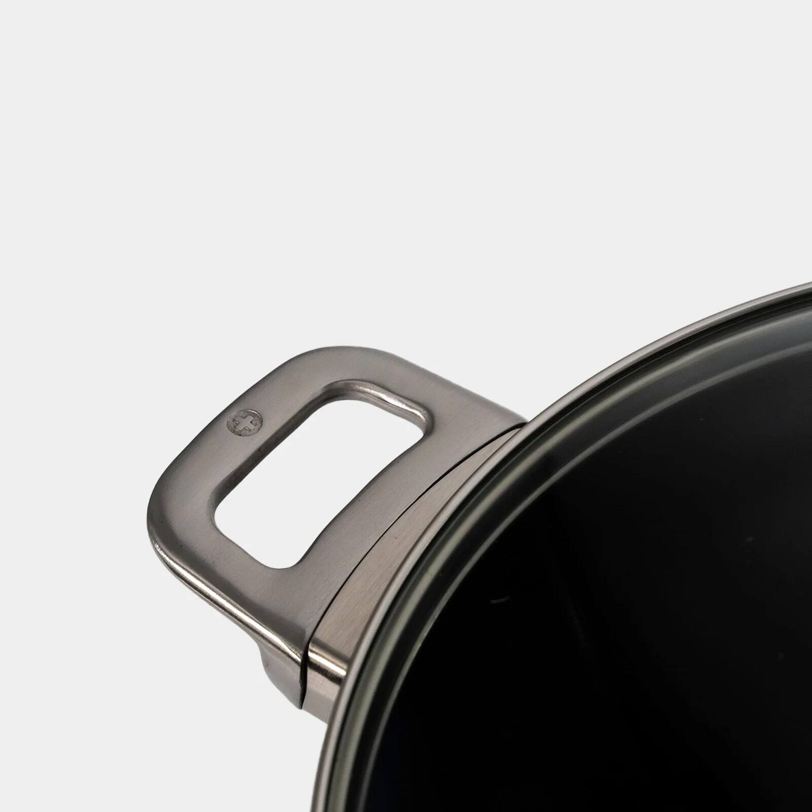 Alt View 4. Swiss Diamond - CHD Nonstick Stock Pot with Glass Lid, 5.5 qt - Black.