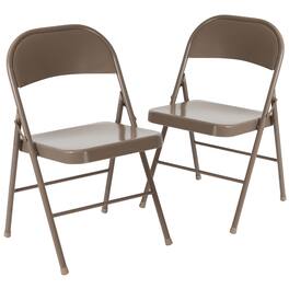 Emma + Oliver - 2 Pack Home & Office Double Braced Party Events Steel Metal Folding Chair - Beige