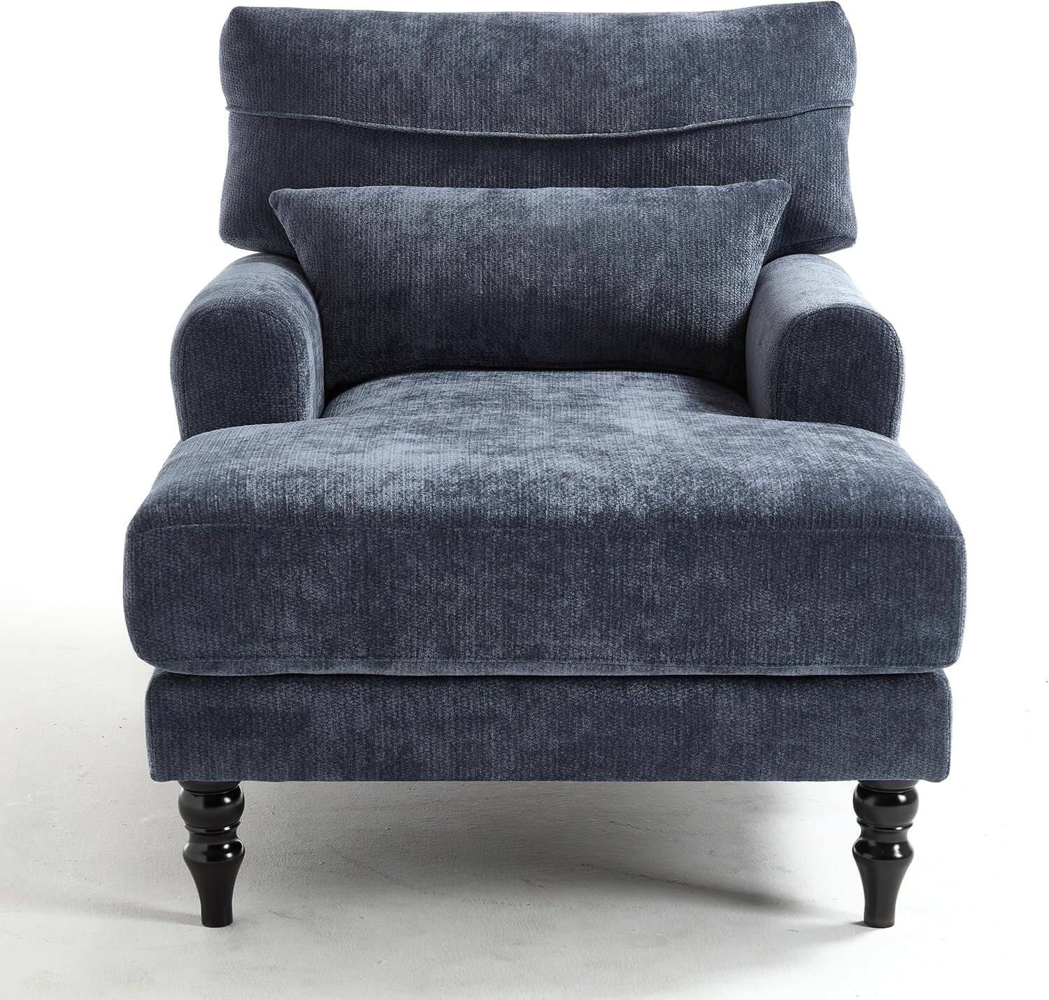 Alt View 4. Trinkets Crazed - Chaise Lounge Chair Indoor, Modern Leisure Sleeper Sofa Chair w/Double Deep Cushion, Accent Upholstered Readi - blue.