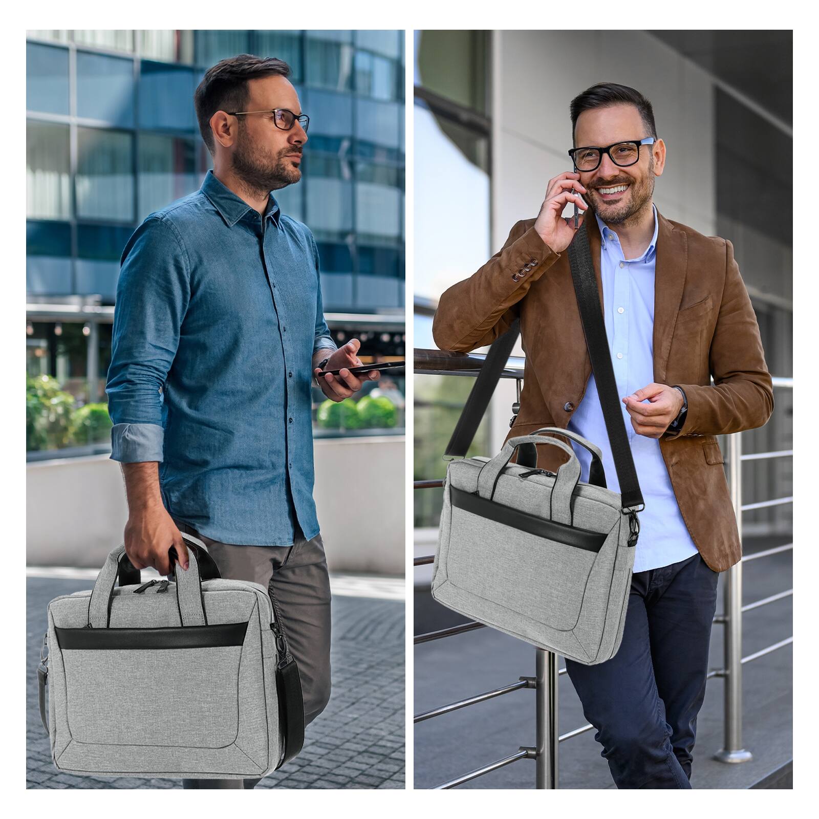 Alt View 4. Unique Bargains - 13.3" Laptop Briefcase, Water-Resistant Shoulder Bag, Expandable Business Crossbody, Travel College - Black.