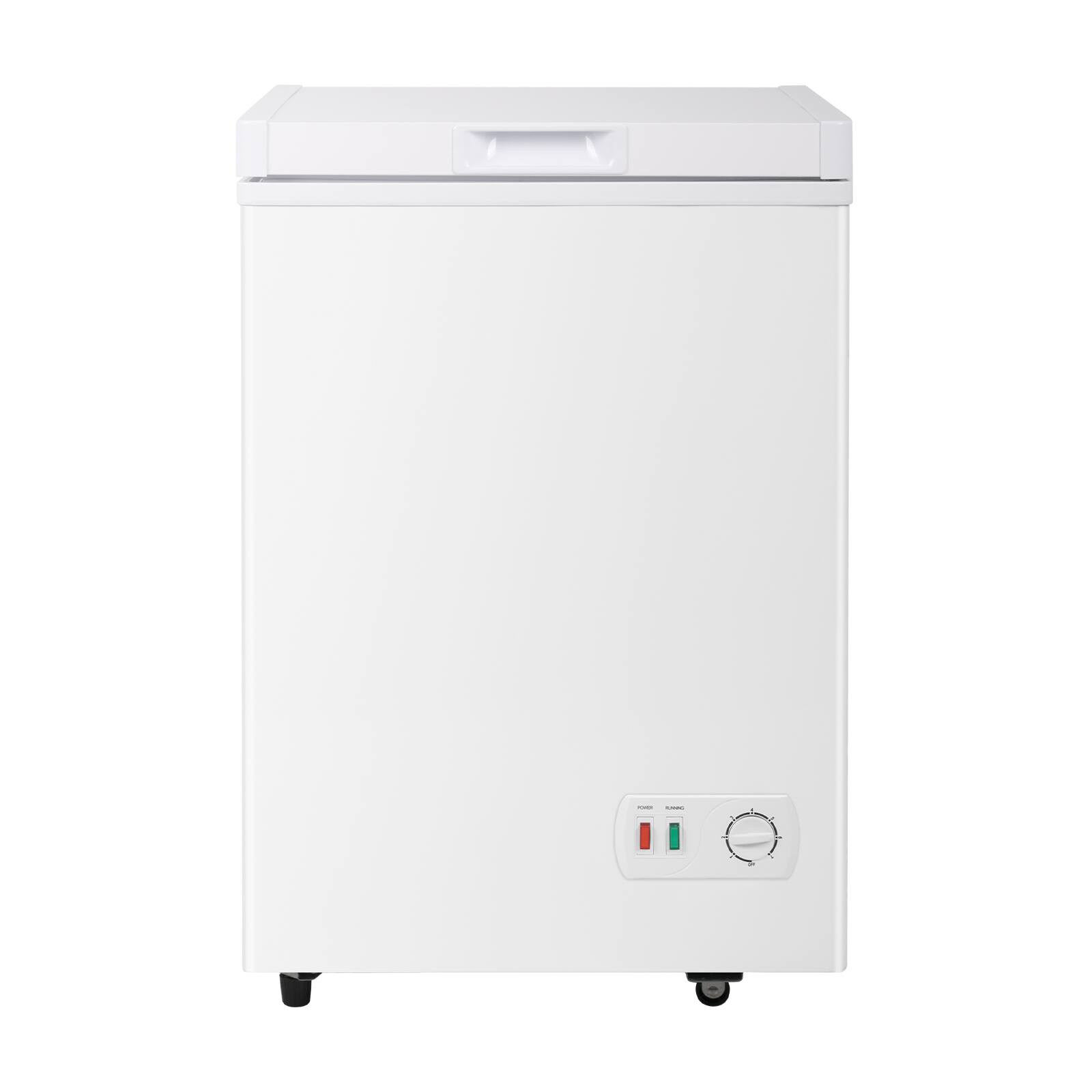 Angle. Chery Life - 4.2 Cu.Ft Small 7-Temp Adjustable Chest Freezer with Removable Basket Wheels for Kitchen Office - White.