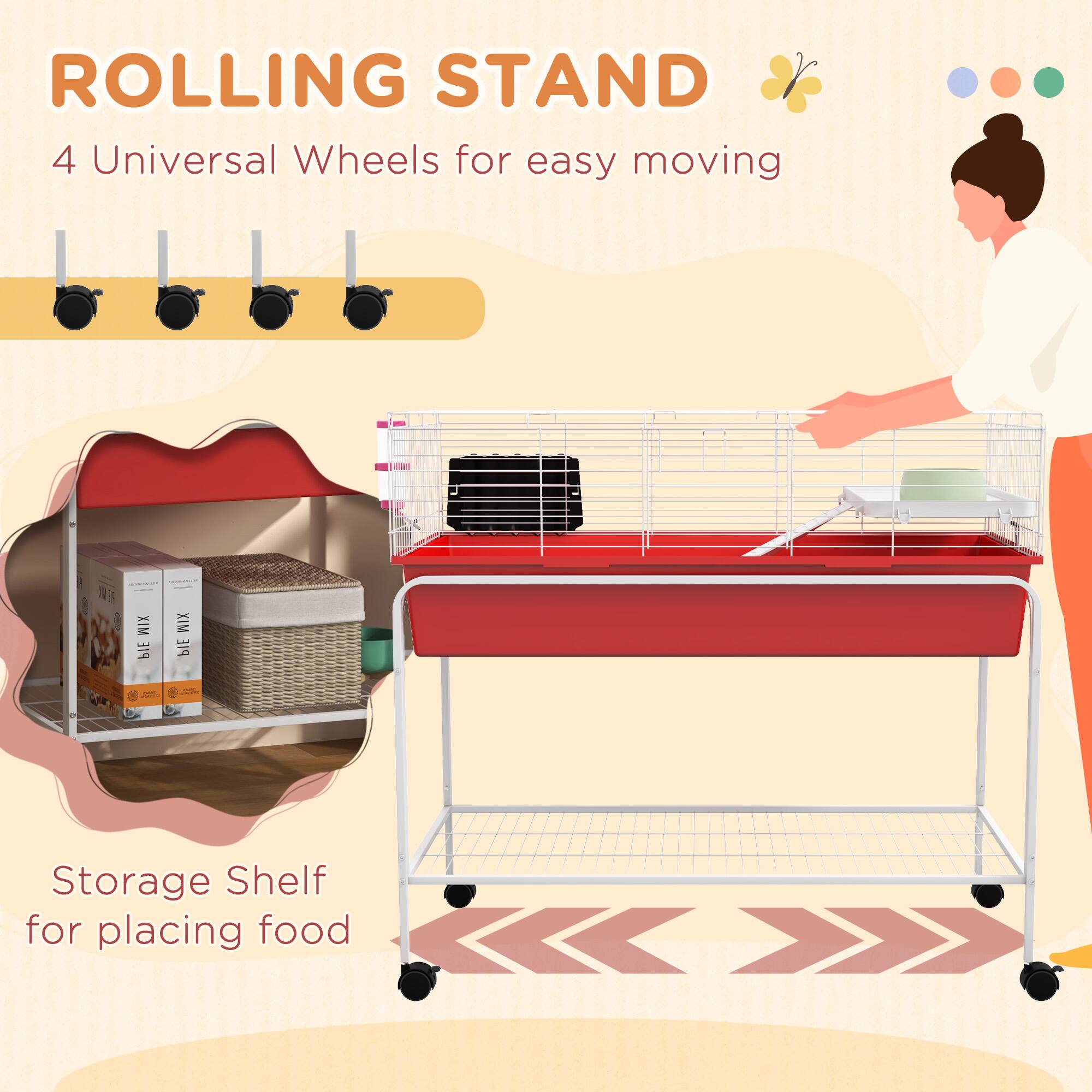 ROLLING STAND  
4 Universal Wheels for easy moving  

Storage Shelf for placing food