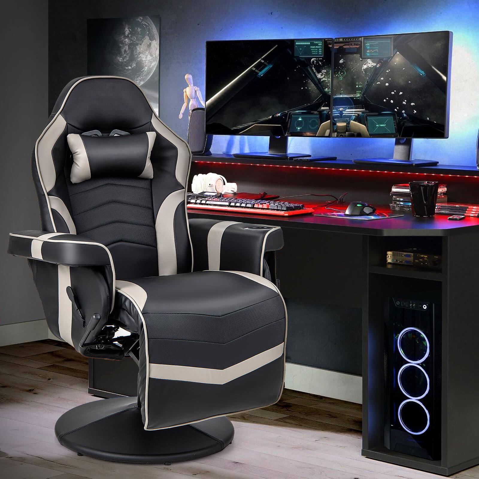 Alt View 8. Ecooso - Office Chair Massage Gaming Recliner with Adjustable Height and Relax Support - Grey.