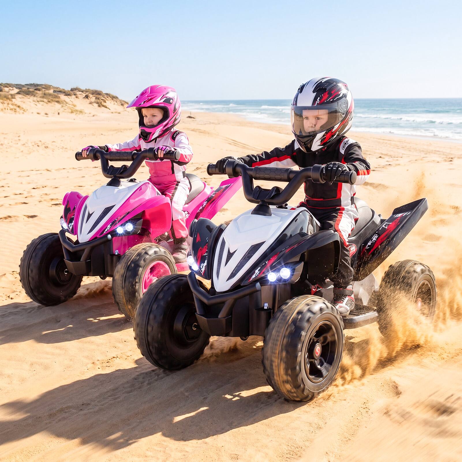 Alt View 3. Costway - Costway 12V Quad 4 Wheeler Ride on Toy with Music, Light, USB Port, Wireless Connection - Black.