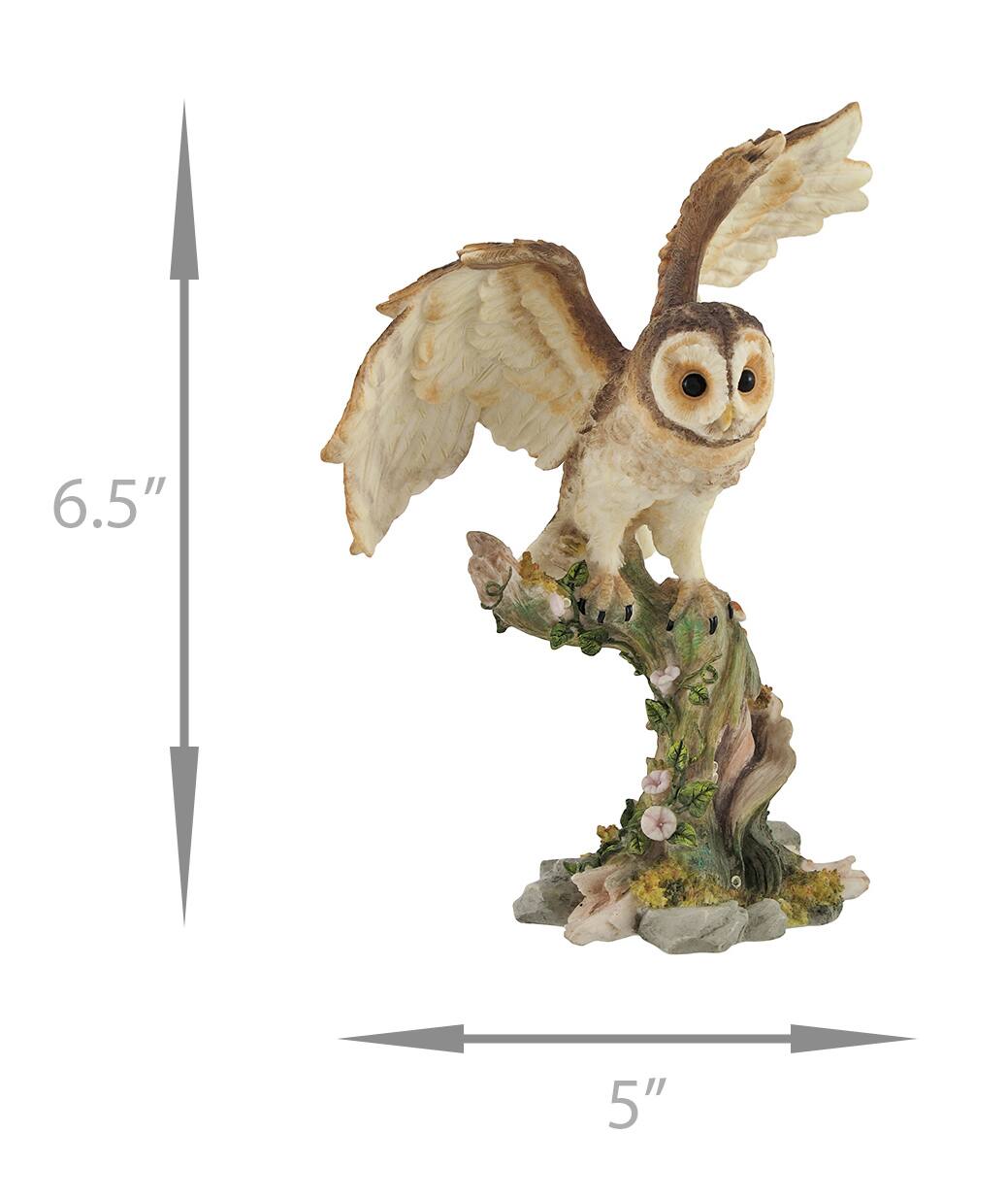 Alt View 3. Veronese Design - Owl Spreading Wings on Perch Statue - Off-white.