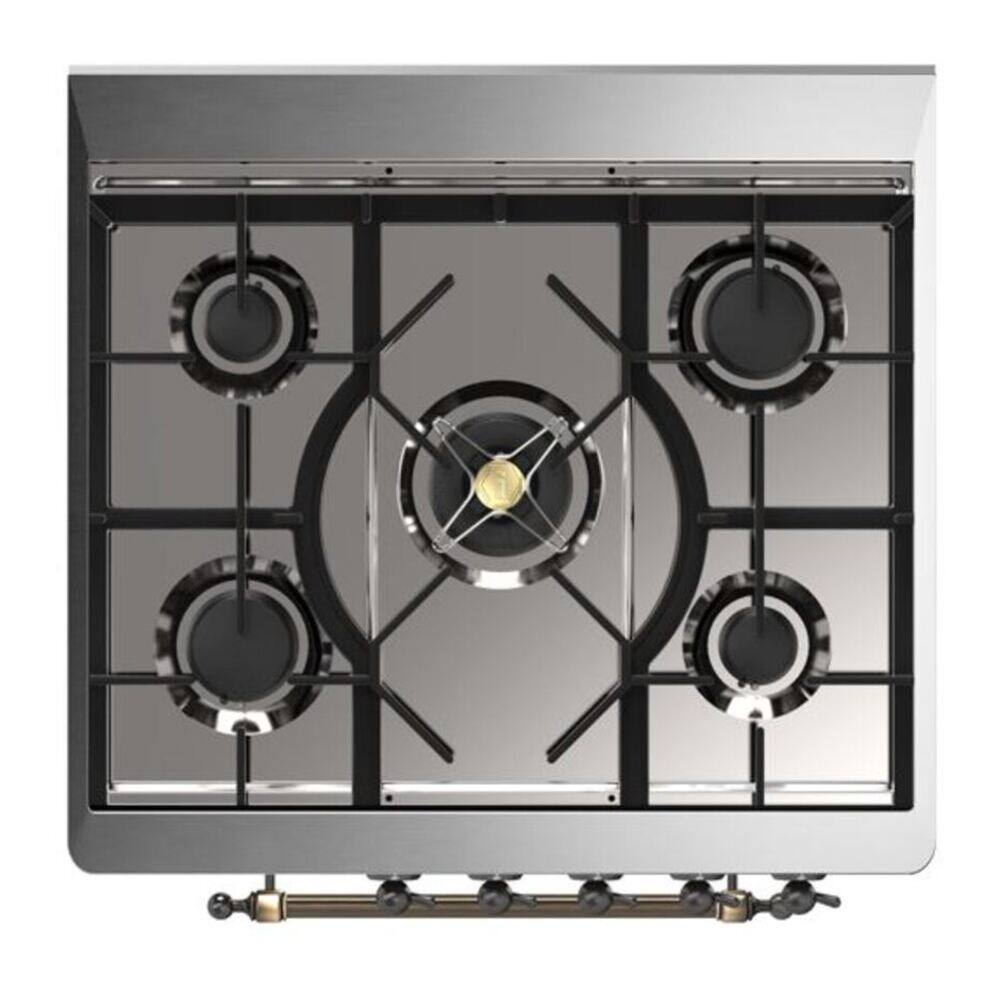 Alt View 5. ILVE - ILVE Majestic II Series  30 in. Dual Fuel Range with 5 Sealed Burners (Natural Gas, Burnished Trim) - Graphite Matte.