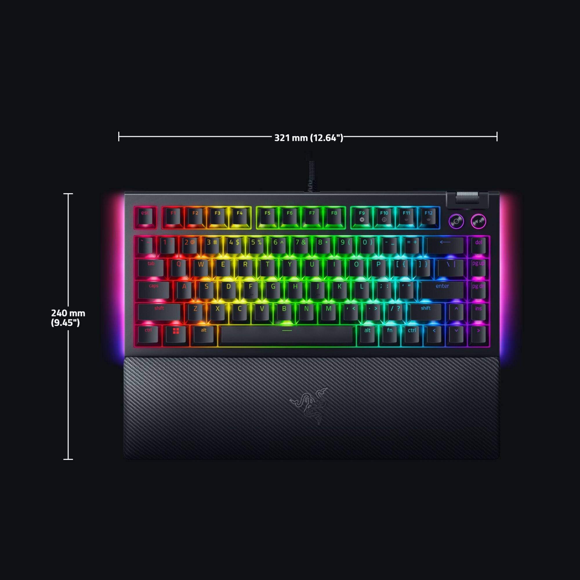 Razer BlackWidow V4 Pro 75% Wireless Hot-Swappable Gaming Keyboard – Orange Tactile Switch – Black