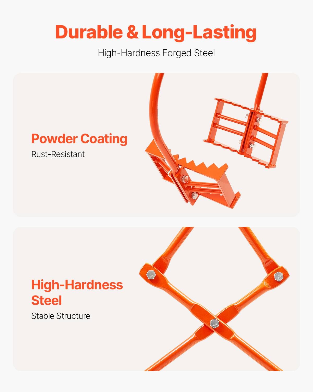 Durable & Long-Lasting  
High-Hardness Forged Steel  

Powder Coating  
Rust-Resistant  

High-Hardness Steel  
Stable Structure