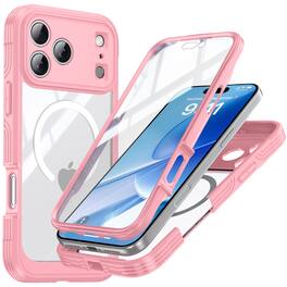 UUCOVER - Full Body Case for iPhone 17 Pro Max,Shockproof TPU+PC Built-in with Screen Protector Compatible with MagSafe Cover - Pink