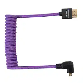 Kondor Blue - Gerald Undone | Micro HDMI to Full HDMI Cable 12"-24" Braided Coiled (Left Angle) | 4K 60Hz, 3D Video - Purple