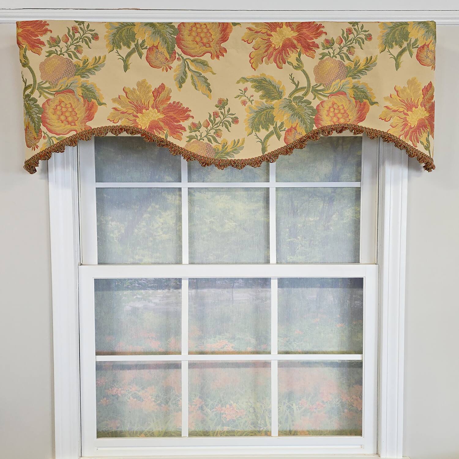 Angle. RLF Home - RLF Home 100% Cotton Sublime Cornice  Fully lined Windows Rod Pocket Valance 50" x 17"  Orange - Orange.