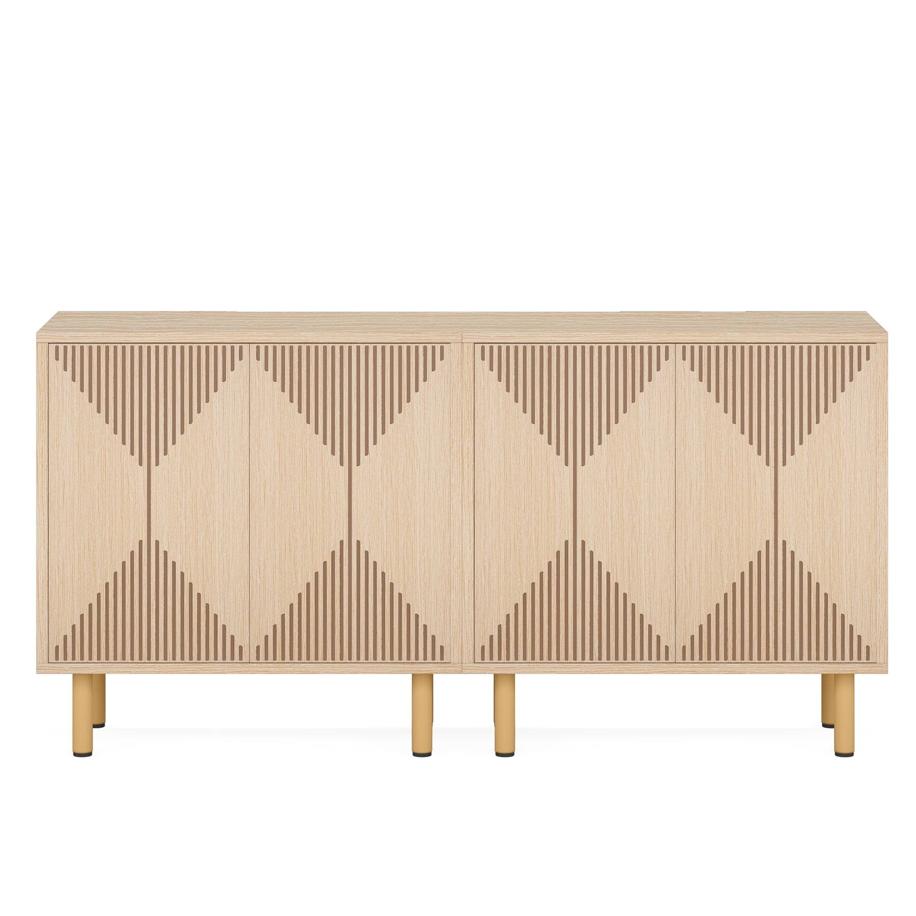 Back. Kadyn - Kadyn Buffet Cabinet with Drawer, Modern White Storage Cabinet, Carved Details, Gold Legs, Easy to Assemble - Brown.