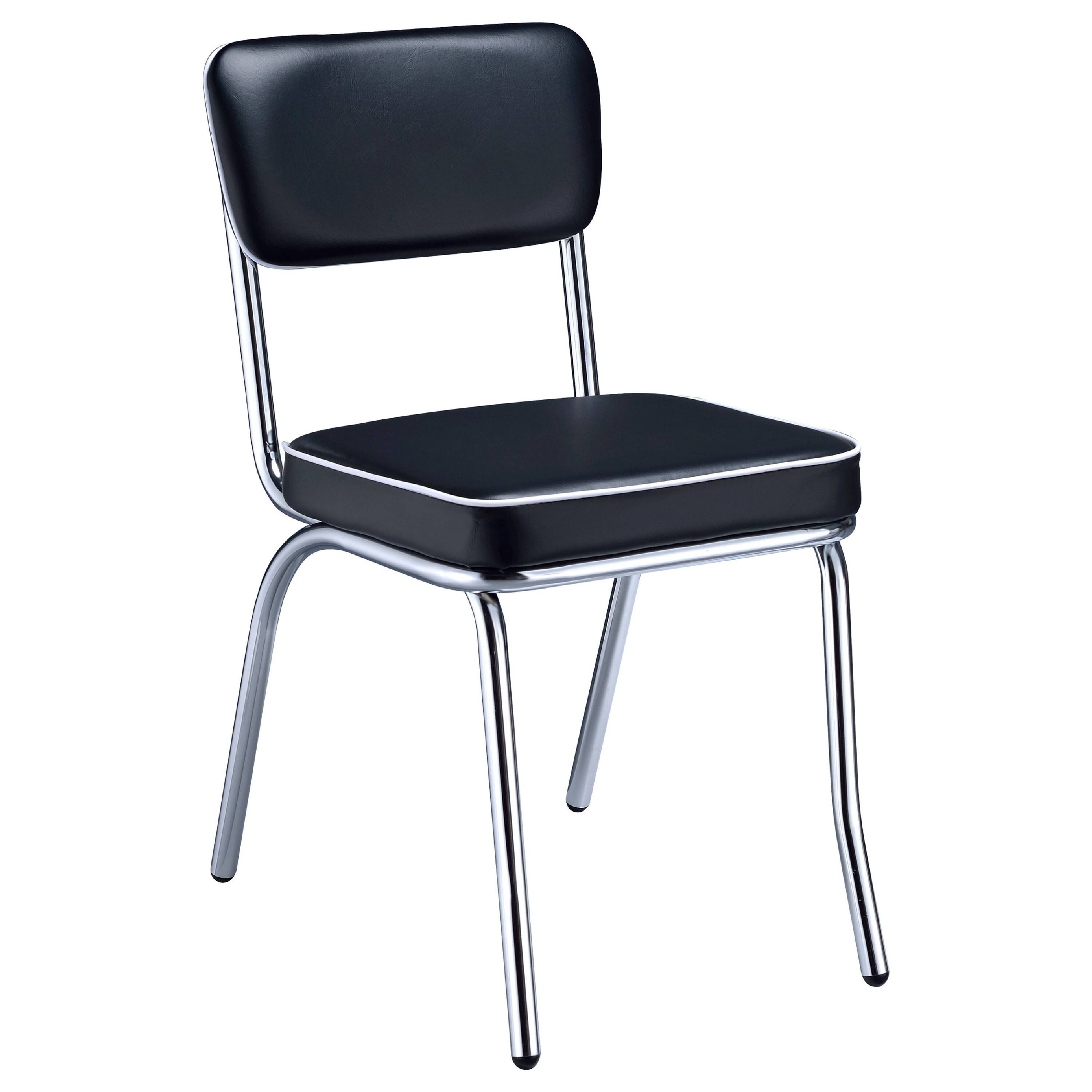 Alt View 2. Manhattan Lane - Loy 5pc Dining Table and Chair Set, Black Faux Leather - White, Black, Silver.