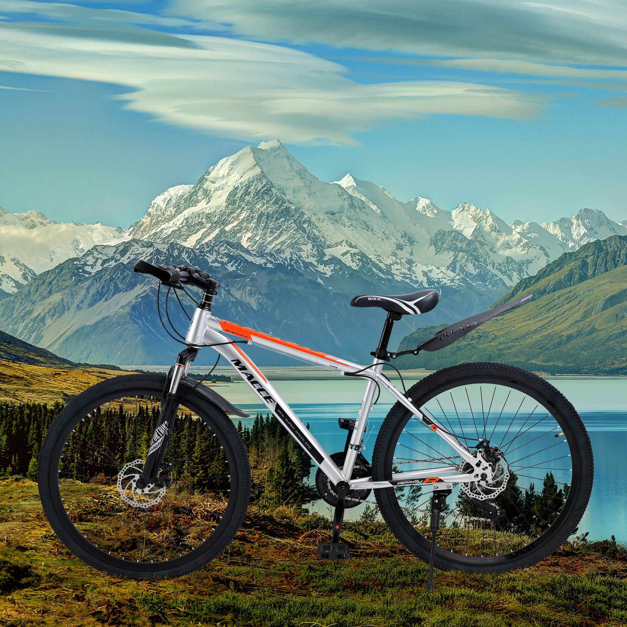 Alt View 5. Topteng - 26" Mountain Bike for Adult  - 27-Speed, High-Carbon Steel, Suspension Fork, Dual Disc Brakes for Men/Women Silver - Silver.