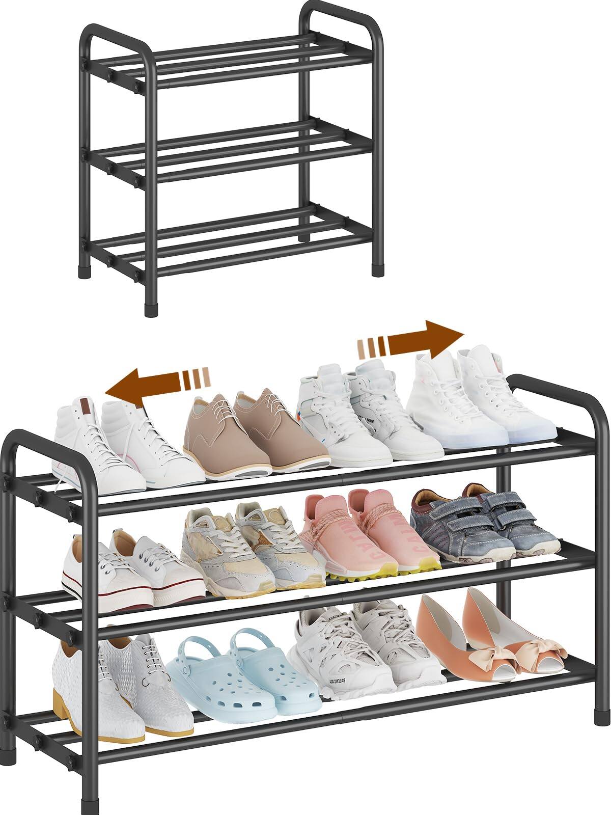 Refined Abode Design Expandable Shoe Rack Organizer 3 tier Shelf For ...