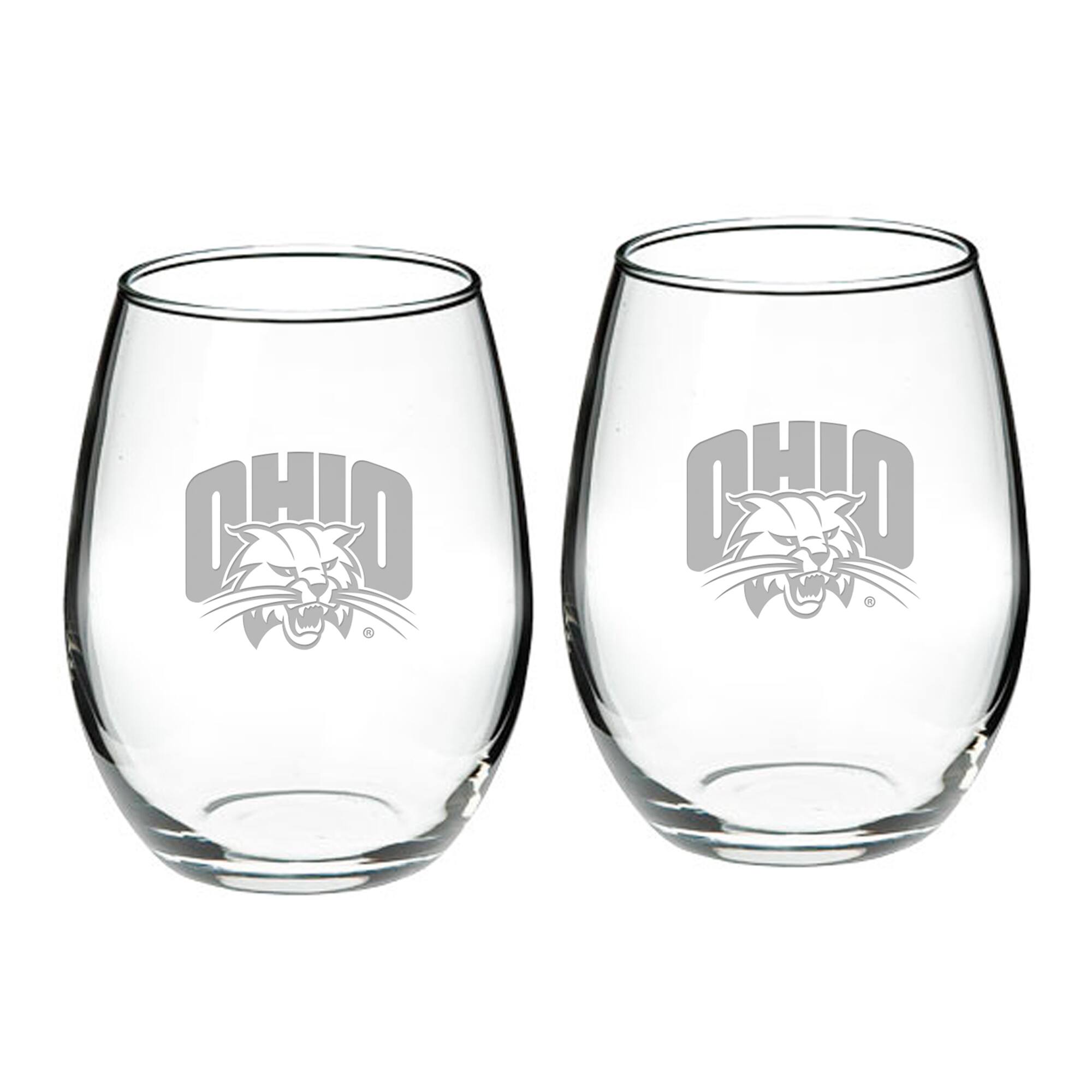 Front. Jardine - Ohio Bobcats 2-Piece 21oz. Stemless Wine Glass Set - Multicolor.
