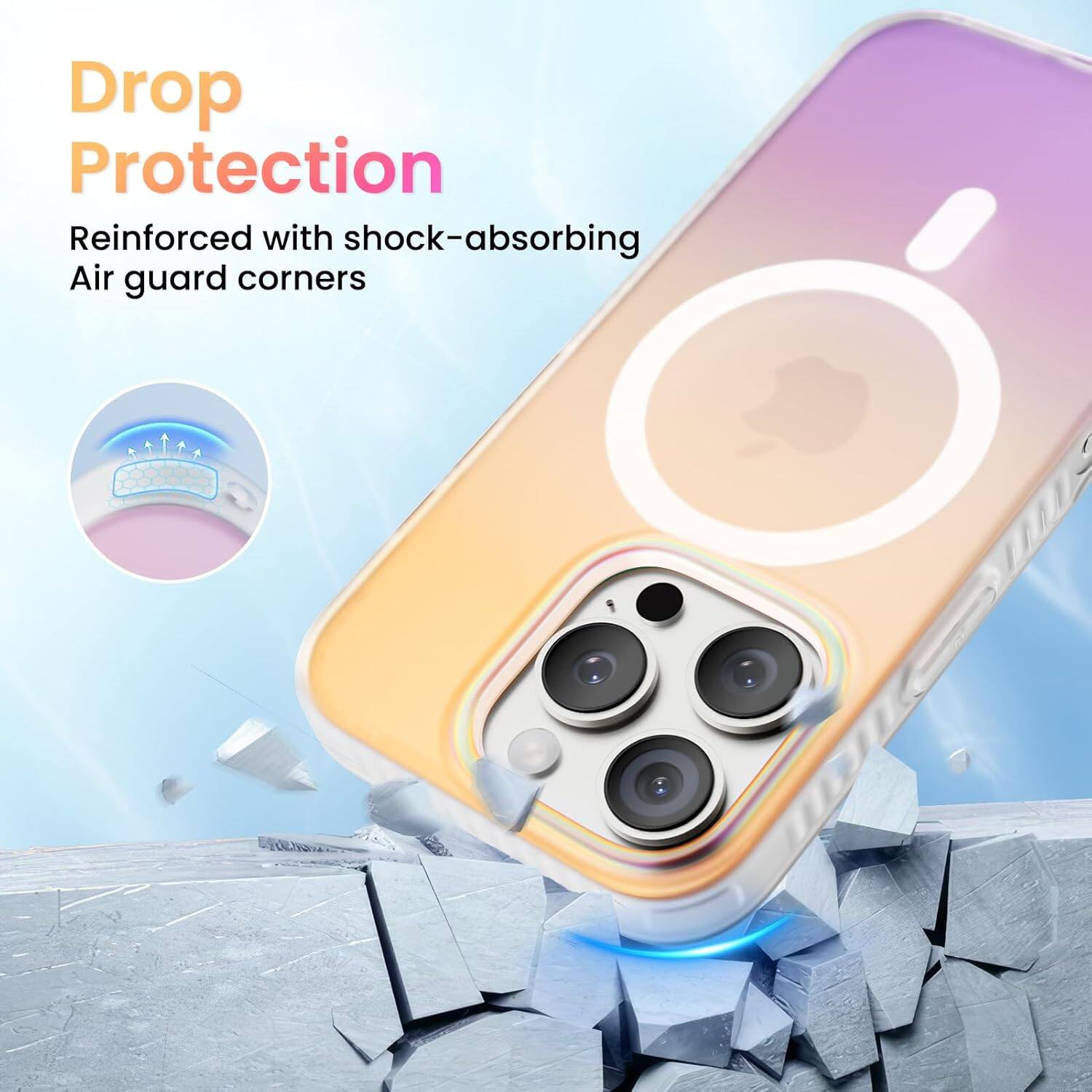 Drop Protection
Reinforced with shock-absorbing Air guard corners