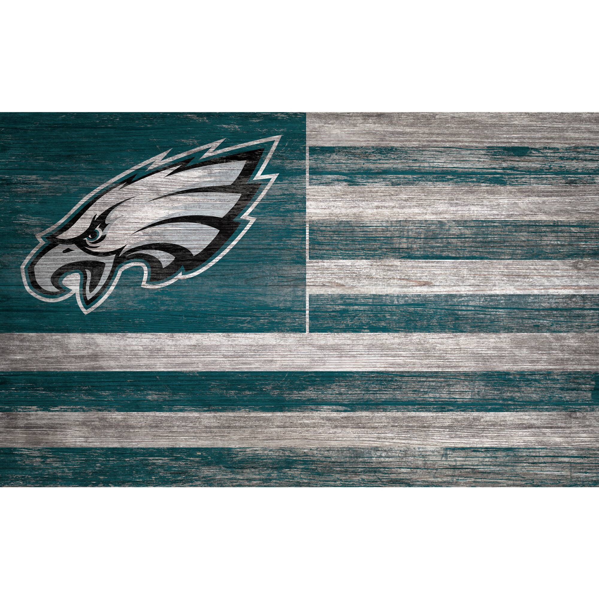 Front. Fan Creations - Philadelphia Eagles 11'' x 19'' Distressed Flag Sign - Multicolor.