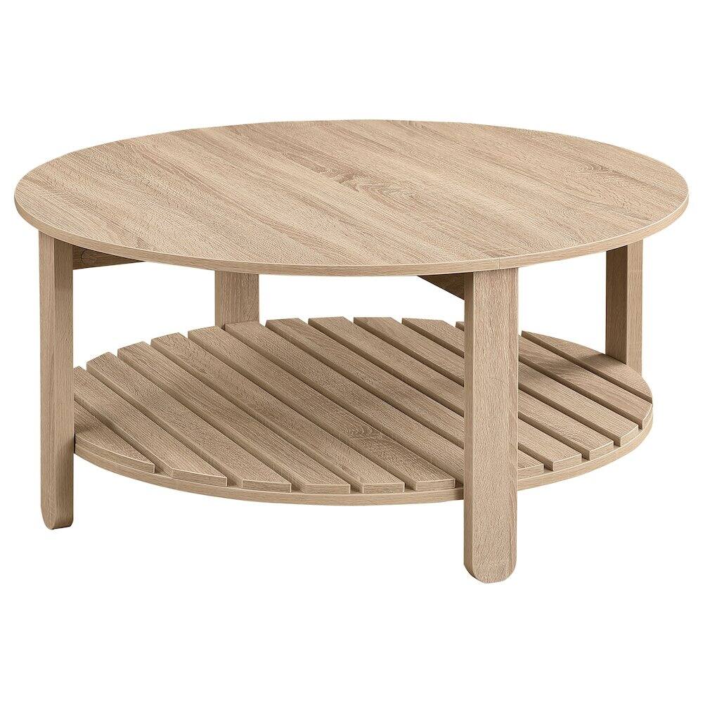 Alt View 4. Coaster Co. of America - Fowler 1-shelf Round Engineered Wood Coffee Table Natural - Brown.