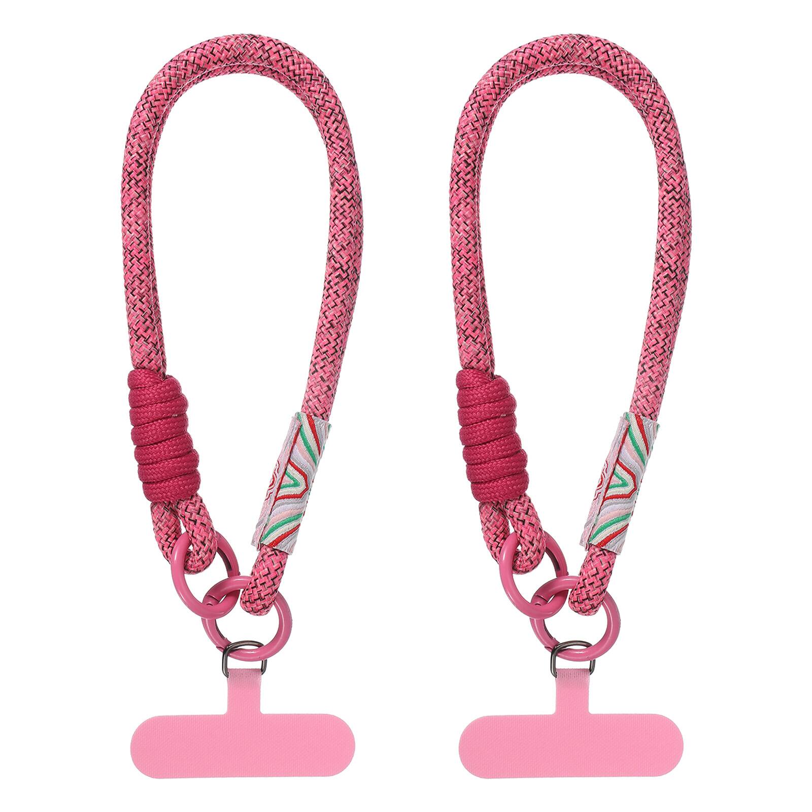 Unique Bargains - 2pcs Universal Phone Wrist Lanyard Hand Strap Anti Theft Strap with Pads - Rose Red