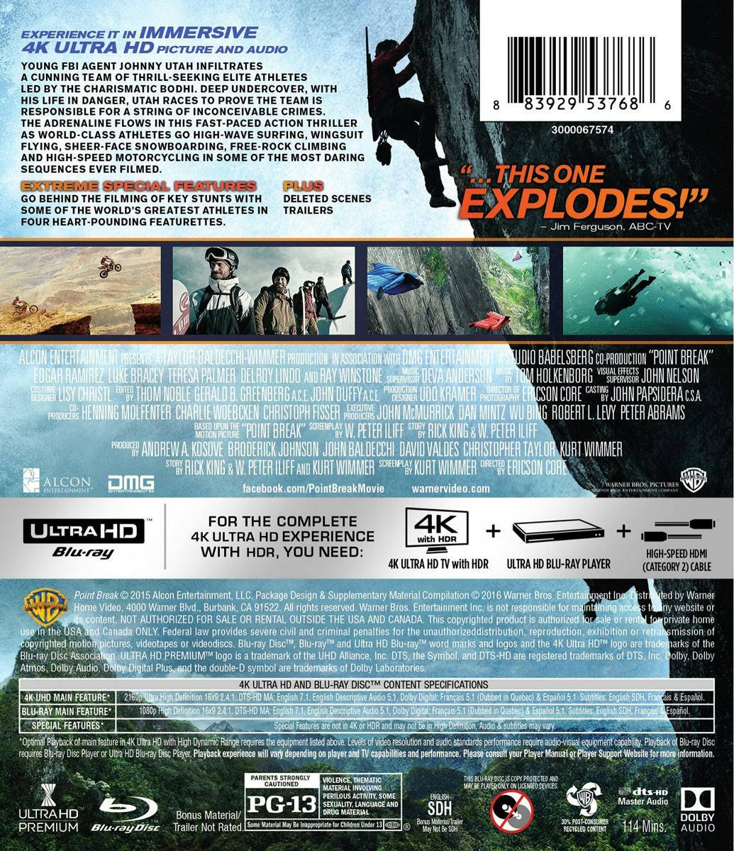 Back. Point Break (4K Ultra HD + Blu-ray) [UHD].