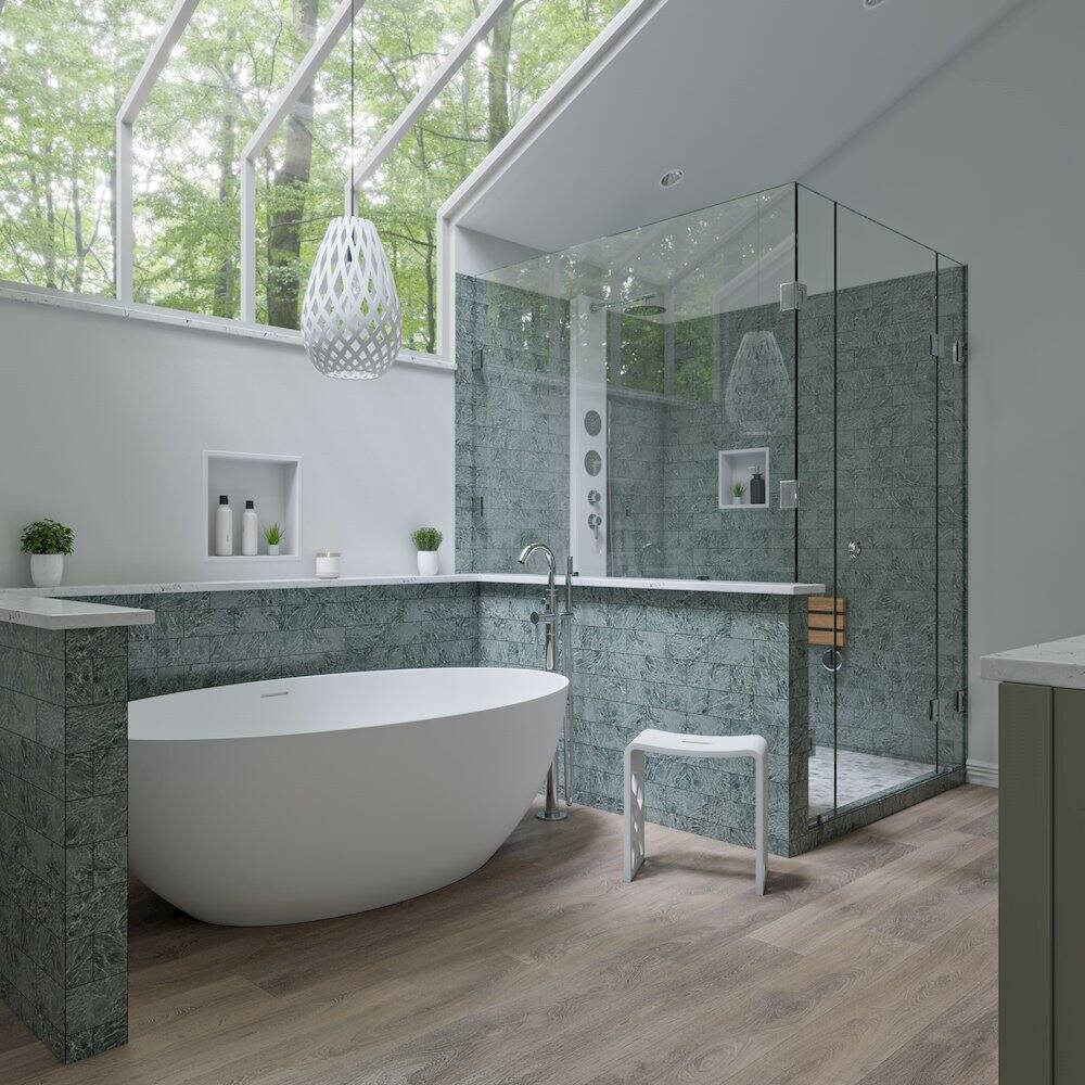 Left. Alfi - 12" x 12" White Matte Stainless Steel Square Single Shelf Bath Shower Niche - White.