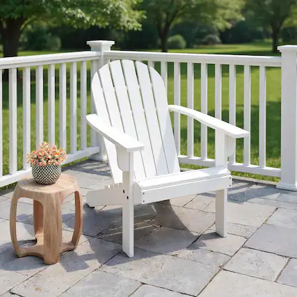 Front. Kadyn - Folding Chairs, Patio Outside Chairs, Lawn Chairs,Acacia Wood Lounge Patio Adirondack Chair with Inclined Seat-White - White.
