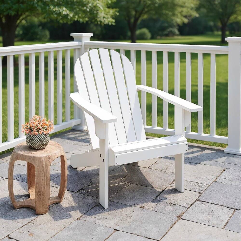 Front. Kadyn - Folding Chairs, Patio Outside Chairs, Lawn Chairs,Acacia Wood Lounge Patio Adirondack Chair with Inclined Seat-White - White.
