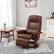 Angle. Homcom - Faux Leather Manual Recliner, Adjustable Swivel Lounge Chair with Footrest, Armrest and Wrapped Wood Base - Brown.