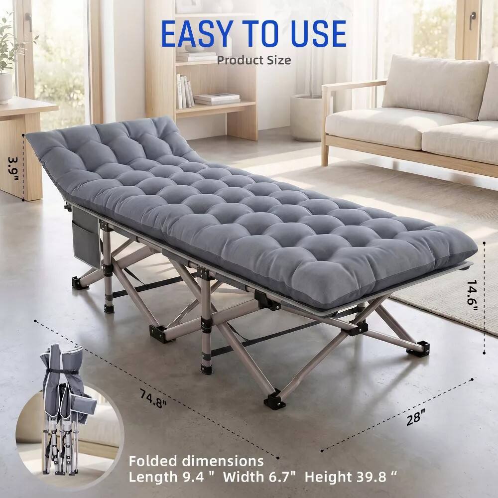 EASY TO USE

Product Size
3.9" 14.6" 74.8" 28"

Folded dimensions
Length 9.4" Width 6.7" Height 39.8"